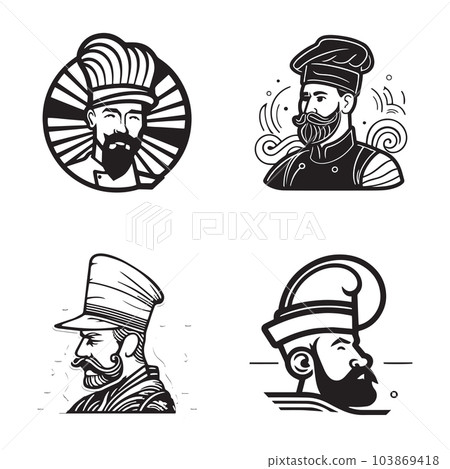 Hand Drawn vintage male chef in flat line art style Hand Drawn vintage male chef in flat line art style 103869418