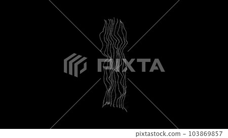 Abstract monochrome filaments and linnias wriggle on black background. Background for advertising, educational video Abstract monochrome filaments and linnias wriggle on black background. Background for advertising, educational video 103869857