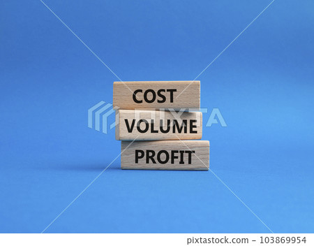 Cost Volume Profit symbol. Concept word Cost Volume Profit on wooden blocks. Beautiful blue background. Business and Cost Volume Profit concept. Copy space Cost Volume Profit symbol. Concept word Cost Volume Profit on wooden blocks. Beautiful blue background. Business and Cost Volume Profit concept. Copy space 103869954