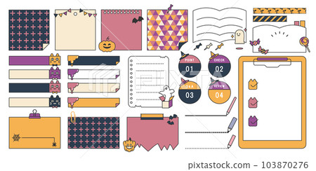 Memo and sticky note vector material set Halloween 103870276
