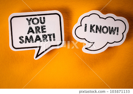 Skill and egoist concept. Speech bubbles with text on a yellow background 103871133