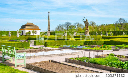 Herbal gardens of Kuks baroque hospital complex on sunny summer day, Czech Republic Herbal gardens of Kuks baroque hospital complex on sunny summer day, Czech Republic 103871182