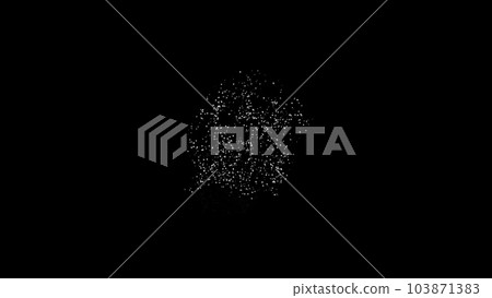 Explosion and chaotic movement of particles in different directions on dark background. Scientific chaos Explosion and chaotic movement of particles in different directions on dark background. Scientific chaos 103871383