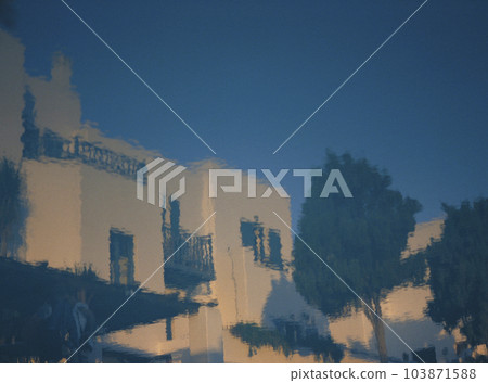 倒映在米科諾斯泳池中的酒店建築 倒映在米科諾斯泳池中的酒店建築 103871588