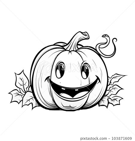 Vector Art, Pumpkin character with leaves, Halloween illustration Vector Art, Pumpkin character with leaves, Halloween illustration 103871609