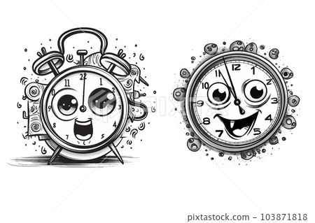Vector Art, Abstract Alarm Clock Character, High Quality Lineart Vector Art, Abstract Alarm Clock Character, High Quality Lineart 103871818
