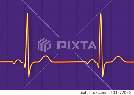 A normal electrocardiogram, 3D illustration displaying the electrical activity of the heart in a healthy individual, 103872030