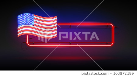 Neon USA Flag with Frame Neon USA Flag with Frame 103872199