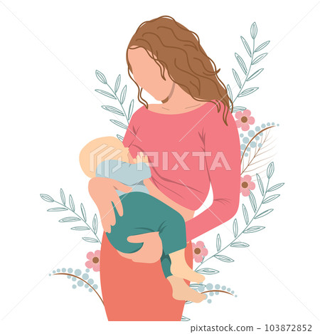 Woman breastfeeds a baby. Woman breastfeeds a baby. 103872852