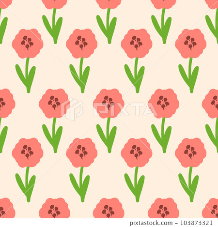 Doodle flowers seamless pattern background for media, gift, card, print and more. Vector Illustration Doodle flowers seamless pattern background for media, gift, card, print and more. Vector Illustration 103873321