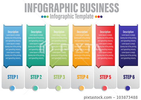 Timeline 6 Steps, six 6 option shape table chart elements with steps,road map,options,milestone,timeline,processes or workflow.Business data visualization.Creative step infographic template for presen 103873488