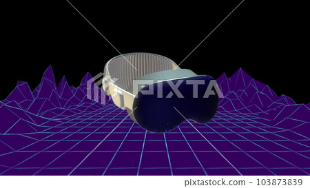 3D rendered representation of an AR headset compatible on background. Virtual reality, data processing, computing and digital interface concept. VR Headset animation. 103873839