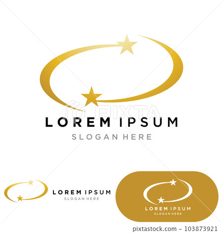 Gold Star Logo Vector with Black Background - Stock Illustration ...
