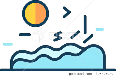 Rising Sea Levels Cartoon Style Rising Sea Levels Cartoon Style 103873929