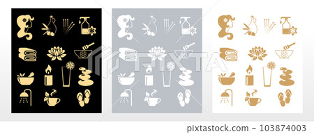 Vector black , gold and gray Spa icons set Vector black , gold and gray Spa icons set 103874003