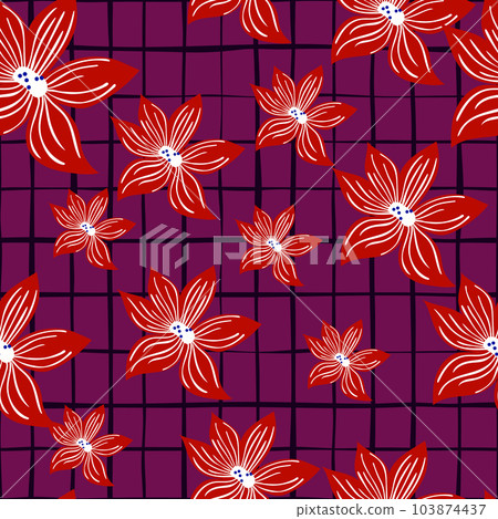 Cute stylized bud flowers background. Abstract flower seamless pattern in simple style. Cute stylized bud flowers background. Abstract flower seamless pattern in simple style. 103874437