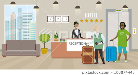 Modern reception interior with furniture Modern reception interior with furniture 103874443