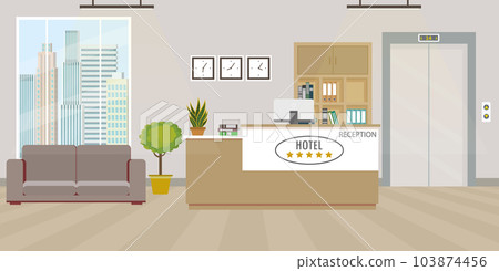 Empty reception interior with furniture Empty reception interior with furniture 103874456