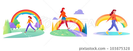 set vector illustration of female support lgbt rights isolate on white background 103875328