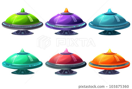 ui set vector illustration of colorful alien ship isolated on white background ui set vector illustration of colorful alien ship isolated on white background 103875360