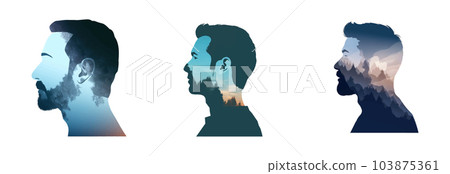 set vector illustration of mature man looking kind and happy isolate on white set vector illustration of mature man looking kind and happy isolate on white 103875361