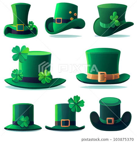 set vector illustration of green hat patrick day set vector illustration of green hat patrick day 103875370