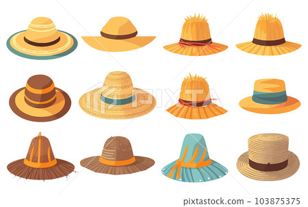 set vector illustration of summer hat for wearing on beach isolate on white 103875375