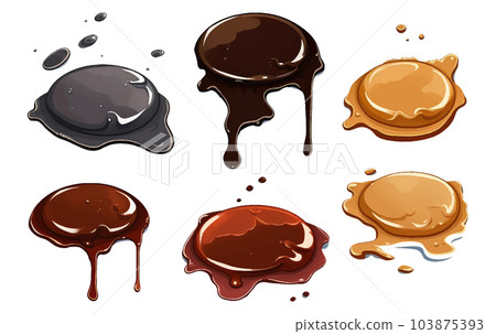 ui set vector illustration of caramel liquid drop blot splash isolate on white background ui set vector illustration of caramel liquid drop blot splash isolate on white background 103875393