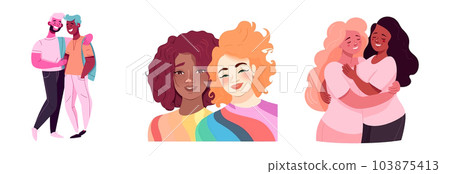 horizontal set vector illustration of homosexual persons isolate on white background 103875413