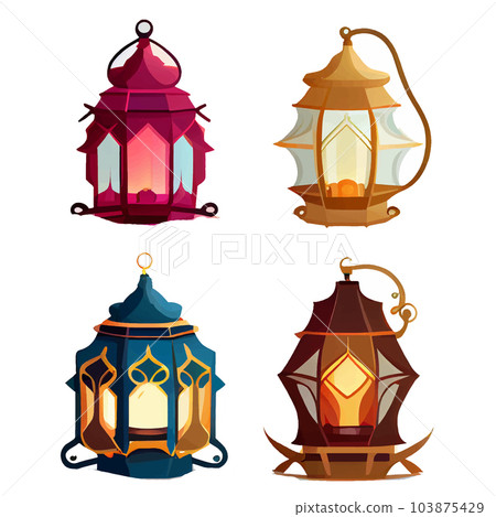 set vector illustration of mubarak light antern isolated on white background 103875429