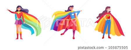 set vector illustration of afro american woman with rainbow flag isolate on white 103875505