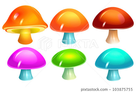 ui set vector illustration of colorful mushrooms isolated on white background ui set vector illustration of colorful mushrooms isolated on white background 103875755
