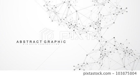 Global network connection concept. Social network communication in the global business concept. Big data visualization. Internet technology. Vector illustration. Global network connection concept. Social network communication in the global business concept. Big data visualization. Internet technology. Vector illustration. 103875804