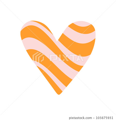 Vector retro groovy striped heart 103875931