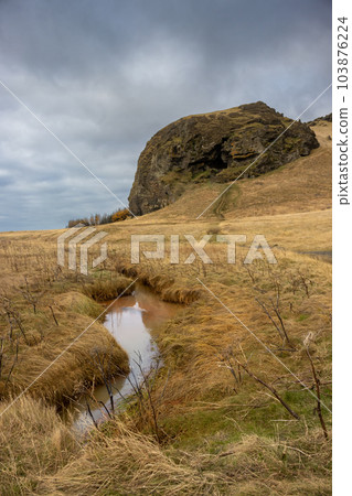 Country with mountains and a lake, Iceland 103876224