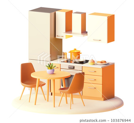Vector kitchen with dining table Vector kitchen with dining table 103876944