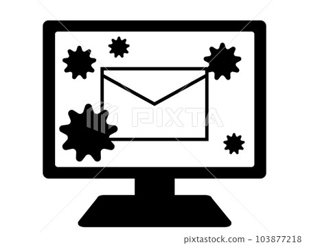 顯示受病毒感染的電子郵件的計算機的插圖素材 103877218