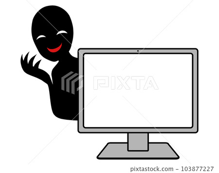 個人電腦和反派形象的插圖素材 個人電腦和反派形象的插圖素材 103877227