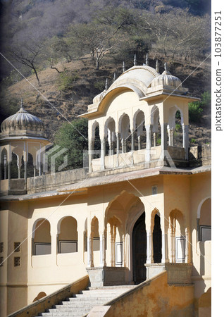 Old building near Sisodia Rani Palace and Garden, located in Jaipur, Rajasthan, India 103877251