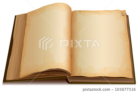 Open book with blank old yellowed leaves pages isolated on white template Open book with blank old yellowed leaves pages isolated on white template 103877316