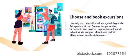 tourists choosing different landmarks on digital screens travelling concept horizontal tourists choosing different landmarks on digital screens travelling concept horizontal 103877564