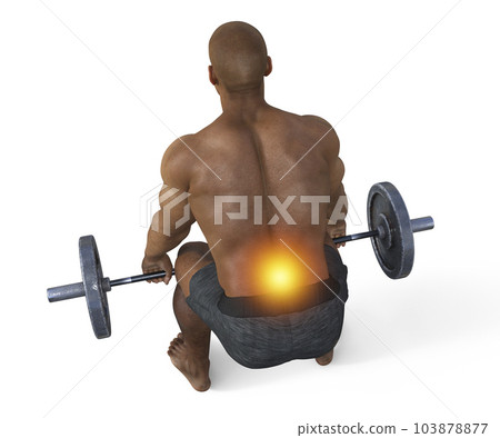 A man experiencing back pain while lifting a... - Stock Illustration ...