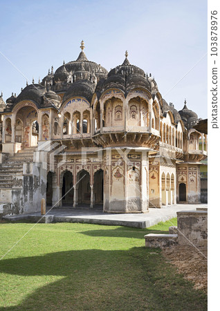 Exteriors of an old chhatri (cenotaph), Seth Anantram Podar and family ki smarak rupi chhatri, located in Ramgarh, Shekhawati, Rajasthan, India Exteriors of an old chhatri (cenotaph), Seth Anantram Podar and family ki smarak rupi chhatri, located in Ramgarh, Shekhawati, Rajasthan, India 103878976