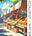 吉卜力氣氛市場風景/背景插圖 (8) 103879220