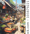 吉卜力氣氛市場風景/背景插圖 (9) 103879221