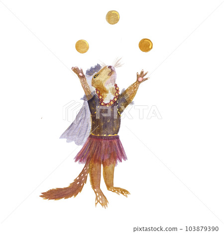 Hand painted watercolor bright textured corky squirrel 103879390