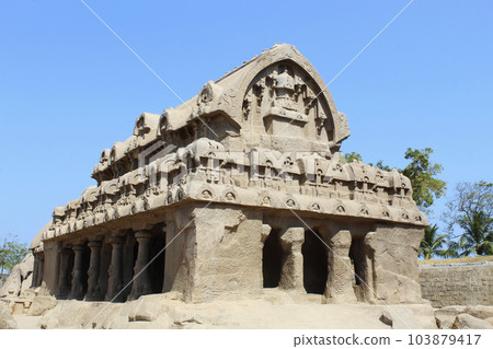 Bhima Ratha a monument in the Pancha Rathas complex at Mahabalipuram, Mahabalipuram, Tamil Nadu, India Bhima Ratha a monument in the Pancha Rathas complex at Mahabalipuram, Mahabalipuram, Tamil Nadu, India 103879417