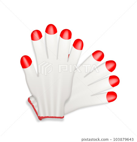 White Leather Work Gloves with Blue Trim 103879643