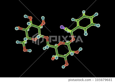 Molecular model of amygdalin, laetrile, vitamin B17, 3d illustration Molecular model of amygdalin, laetrile, vitamin B17, 3d illustration 103879681