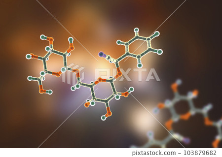 Molecular model of amygdalin, laetrile, vitamin B17, 3d illustration Molecular model of amygdalin, laetrile, vitamin B17, 3d illustration 103879682